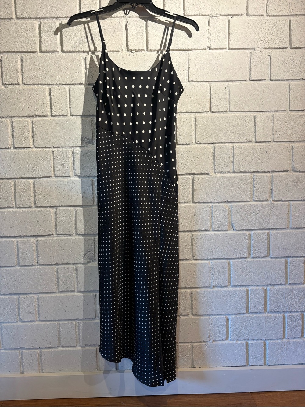 a new day Black and White Polka Dot Maxi Slip Dress NWOT